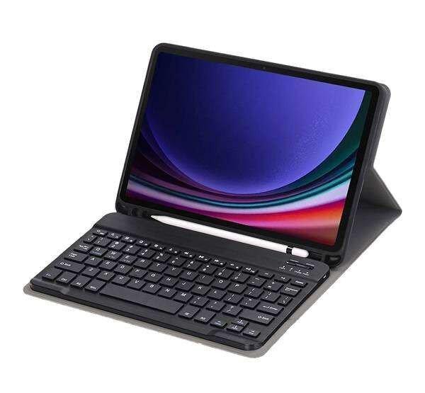 SAMSUNG Galaxy Tab S9, Tab S9 FE, Tablet tok, Notesz, Flip, Angol billentyűzet,
Fekete