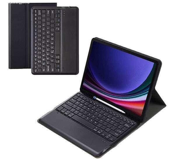 SAMSUNG Galaxy Tab S9 Plus, Tab S9 FE Plus, Tablet tok, Notesz, Flip, Angol
billentyűzet, Fekete