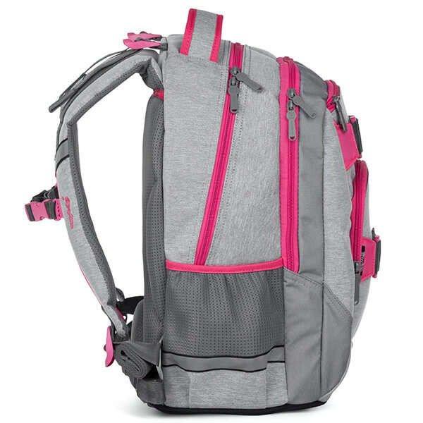 OXY Style iskolai hátizsák - iskolatáska - 28 literes - szürke/rózsaszín