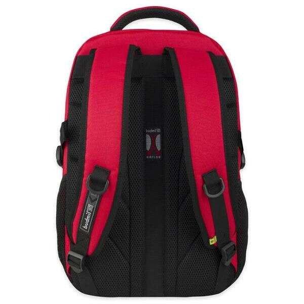 Budmil ovális iskolai hátizsák - 3 rekeszes  32 literes - piros