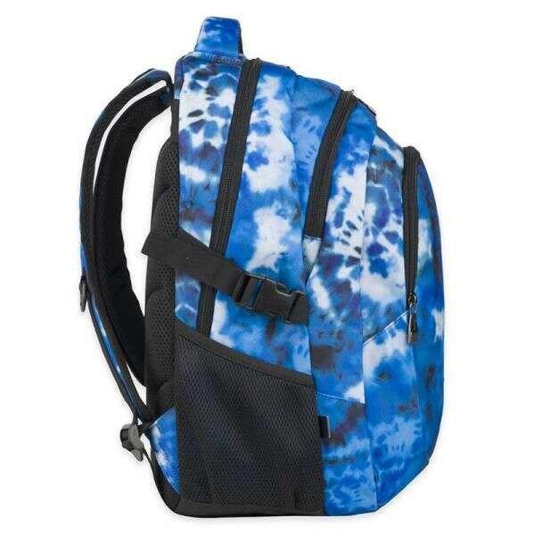 Budmil ovális iskolai hátizsák - 3 rekeszes  32 literes - kék batikolt