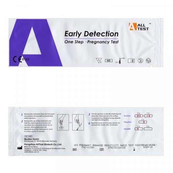 AllTest magas érzékenységű vizeletsugaras terhességi teszt (5db, 10mIU/ml)