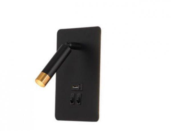 MasterLED Piero G9-es foglalatú + LED-es fekete-arany fali lámpa  USB
csatlakozóval