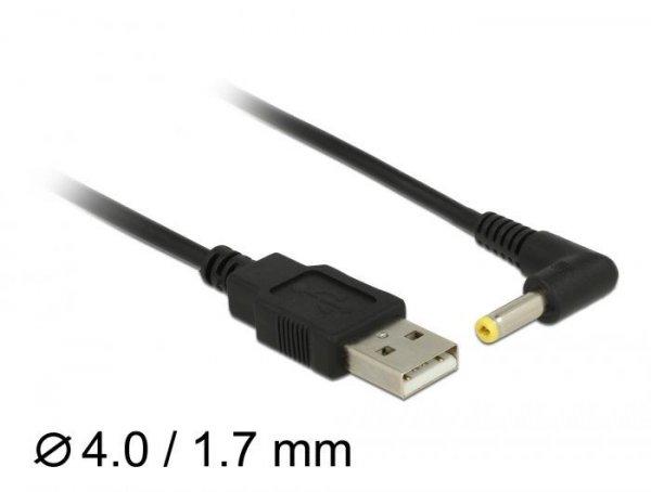 DeLock Power Cable USB > DC 4.0 x1.7 mm male 90° 1,5m Black