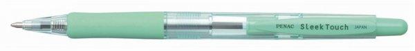 Golyóstoll, 0,7 mm, nyomógombos, zöld tolltest, PENAC "SleekTouch",
kék