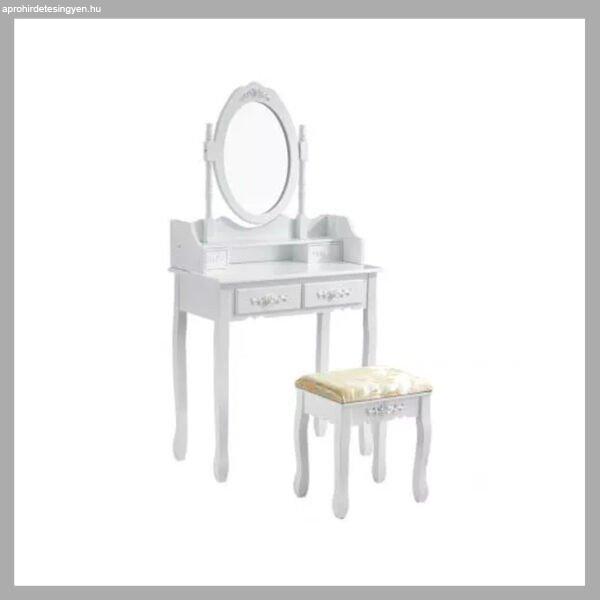 Tükrös fésülködő asztal székkel fehér színben HOP1000943-1