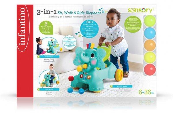 Infantino Sit, Walk & Ride Elephant 3az1-ben járássegítő