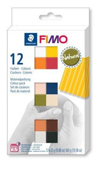 Gyurma, készlet, 12x25 g, égethető, FIMO "Soft Natural", 12
különböző szín