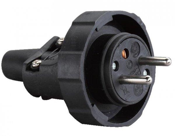 SP socket, for extension cable, 230V, IP65, 16A, rubber, black