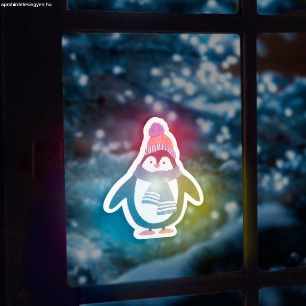 Karácsonyi RGB LED dekor - öntapadós - pingvin