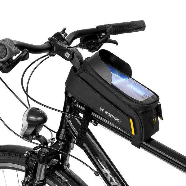 Wozinsky kerékpárvázas táska telefontokkal 1l fekete (WBB25BK)