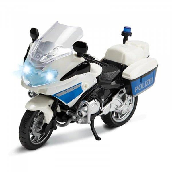 Lendkerekes játék rendőrmotor gyerekeknek - hátrahúzós kismotor - fehér,
kék (BBJ)