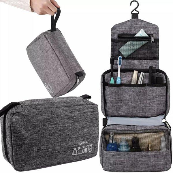 Hordozható, vízálló kozmetikai táska/rendszerező férfiaknak -
akasztóval, zsebekkel (BB-20250)