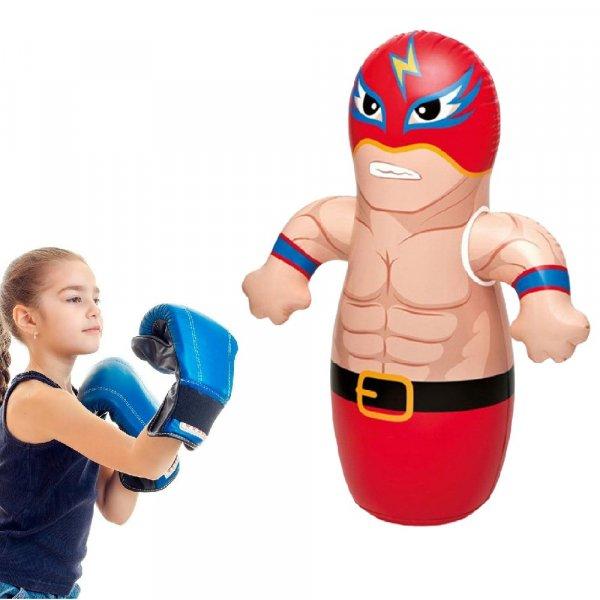 Felfújható gyermek boxzsák piros maszkos szuperhős mintával - üthető,
rúgható figura stresszlevezetéshez, testmozgáshoz és a koordináció
fejlesztéséhe