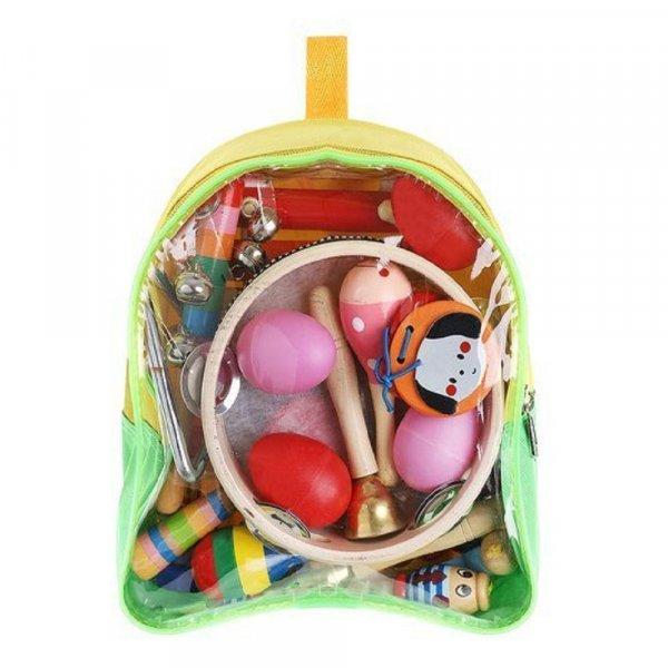 25 darabos fából készült, színes játék hangszerkészlet gyerekeknek -
praktikus hátizsákba csomagolva (BB-9419)