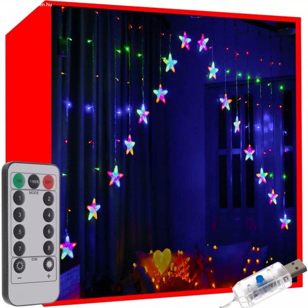 136 LED-es karácsonyi fényfüggöny csillagokkal kül-, és beltérre - 2 x 1
m, színes (BB-19772)