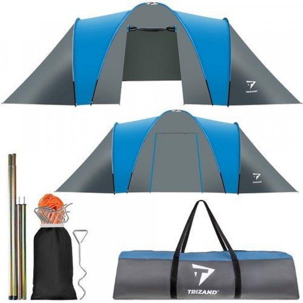 6 személyes, vízálló kemping turista sátor szúnyoghálóval és huzattal,
praktikus táskában - 570 x 200 x 210cm cm (BB-12574)