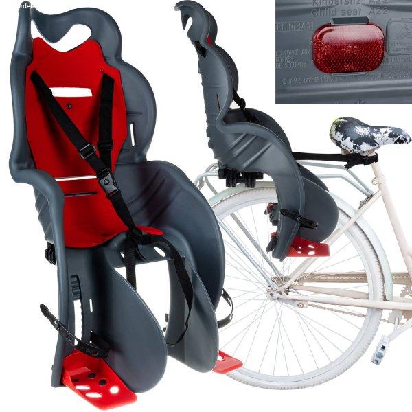 Gyerekülés kerékpárra 3 pontos biztonsági övvel, állítható
lábtartóval, fényvisszaverővel - max 22 kg-ig (BB-20128)