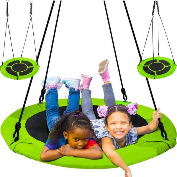 120 cm átmérőjű, időjárásálló fészekhinta gyerekeknek, állítható
magassággal – 160 kg-ig terhelhető, zöld - fekete (BB-10069)