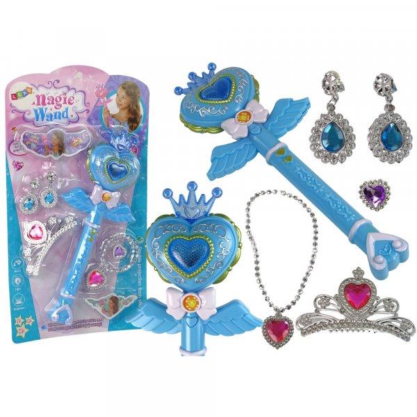 Tündérhercegnő kiegészítő szett kislányoknak - világító-zenélő
varázspálcával, kivetítő funkcióval és királylányos ékszerekkel - kék
(BBLPJ)