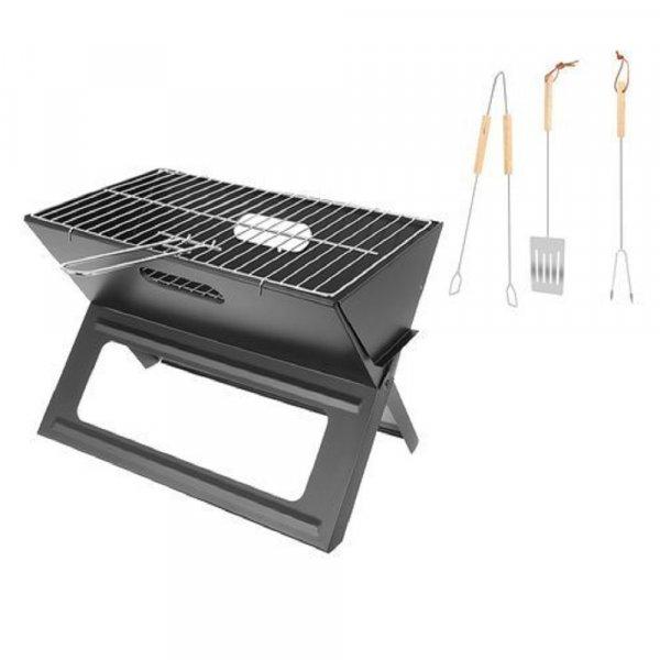 Összecsukható és hordozható acél grillsütő - spatulával, villával,
csipesszel (BB-9791)
