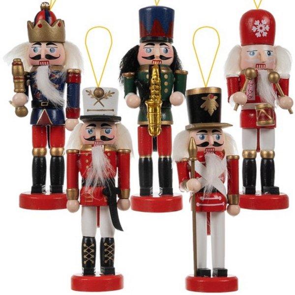 5 darabos fából készült karácsonyi diótörő figurák - különböző
színben, akasztóval ellátva (BB-20358)