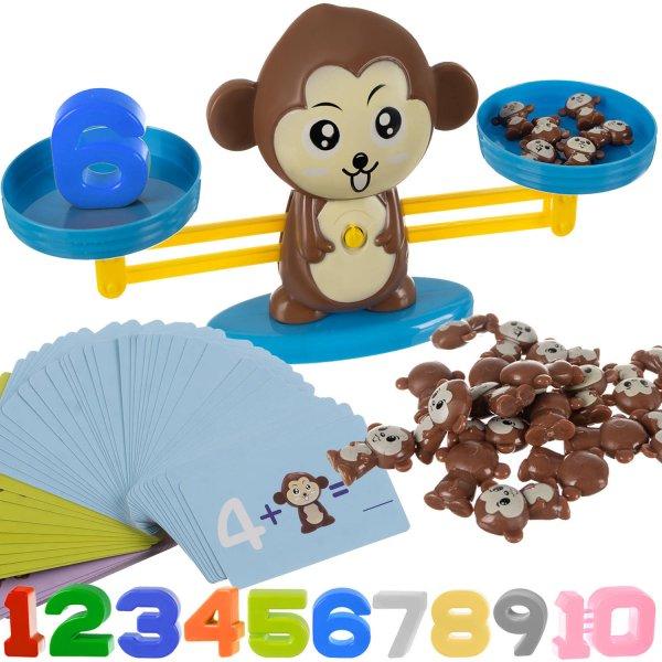 Interaktív, oktató és készségfejlesztő matematikai majom figurás mérleg
játék - figurákkal, kártyákkal, számokkal (BB-16947)