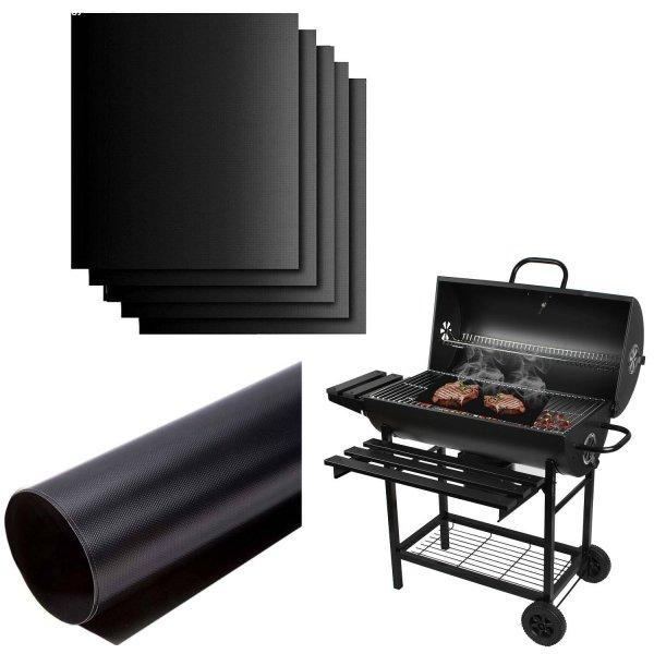 5 darabos tapadásmentes teflon grill sütőlap, grill alátét készlet - 33 x
40 cm, fekete (BB-8649)
