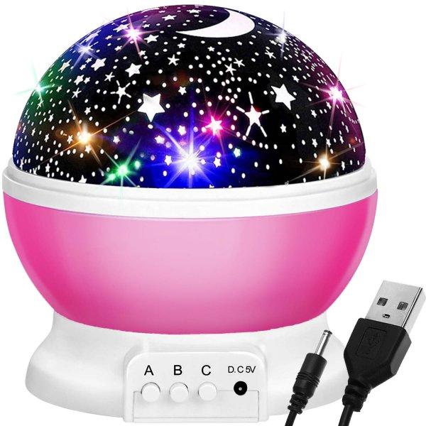 Forgó csillagfény LED lámpa, éjszakai fény, égbolt projektor gyerekeknek -
3 féle üzemmóddal, rózsaszín (BB-8974)