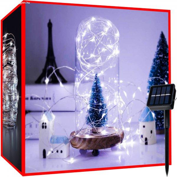 Vízálló, napelemes karácsonyi fényfüzér 8 világítási móddal - 12
méter, hideg fehér (BB-11395)