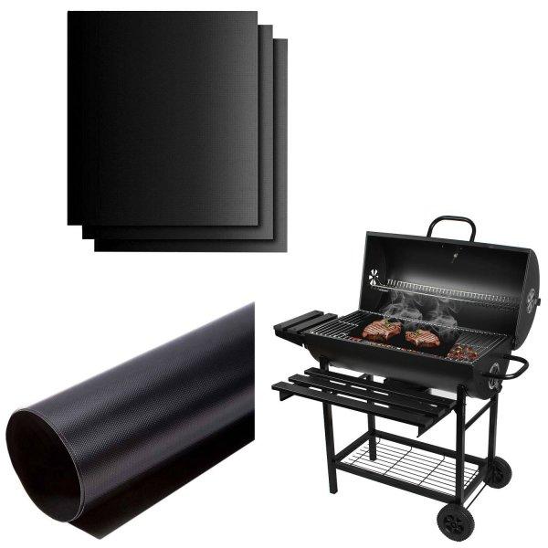 3 darabos tapadásmentes teflon grill sütőlap, grill alátét készlet - 33 x
40 cm, fekete (BB-8648)