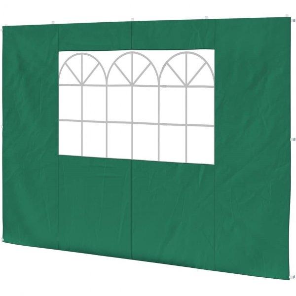 Tépőzáras oldalsó pavilonfal zöld PE műanyagból, 3 ablakkal - UV szűrős
és vízálló rendezvény sátor oldalelem - 3 x 2m (BB-2268) (KF)