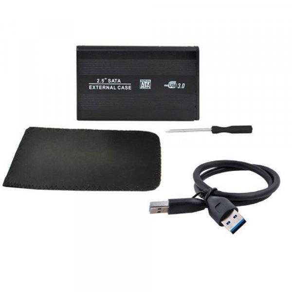 2.5 SATA - USB 3.0 merevlemez külső ház - bőr tokkal (BB-0296) (KF)