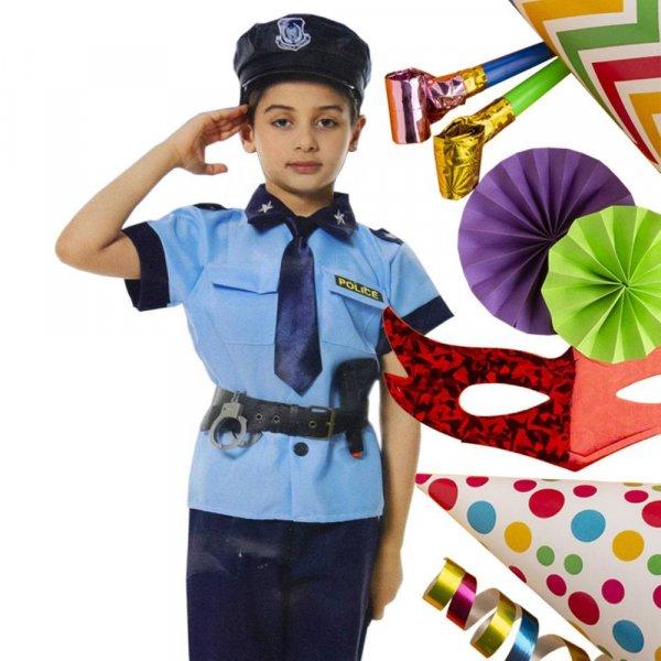 Farsangi rendőr jelmez sapkával, bilinccsel és játékpisztollyal – L
méret – 120-130 cm magasságra (BBJ)
