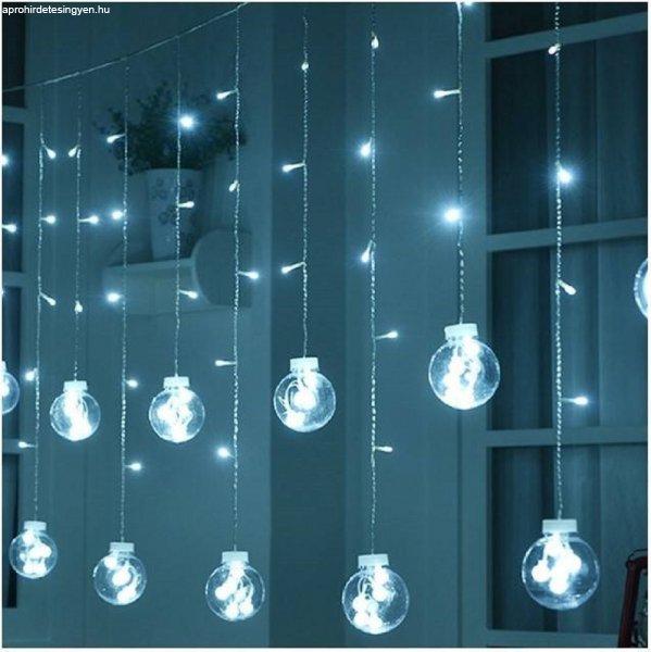 Karácsonyi égősor átlátszó gömbökkel és hideg fehér LED fényekkel -
260 x 100 cm (BB-11347)