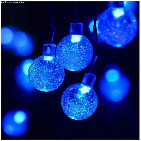 Kék fényű karácsonyi fényfüzér üveggolyókkal beltérre -  30 LED, 3
méter (BBV)