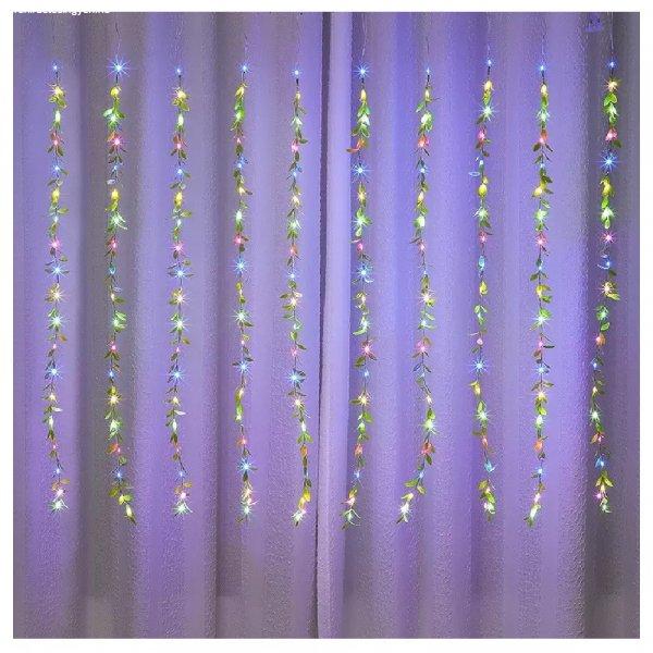 Hangulatos, 2x2m-es karácsonyi fényfüzér levelekkel és színes fénnyel -
220 V (BBV)