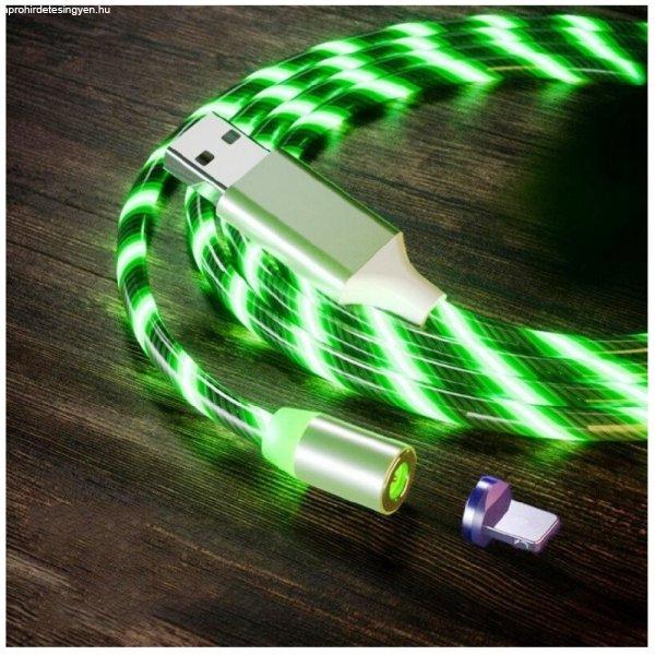 Lenyűgözően villogó mágneses USB töltőkábel cserélhető fejekkel –
zöld (BBL)