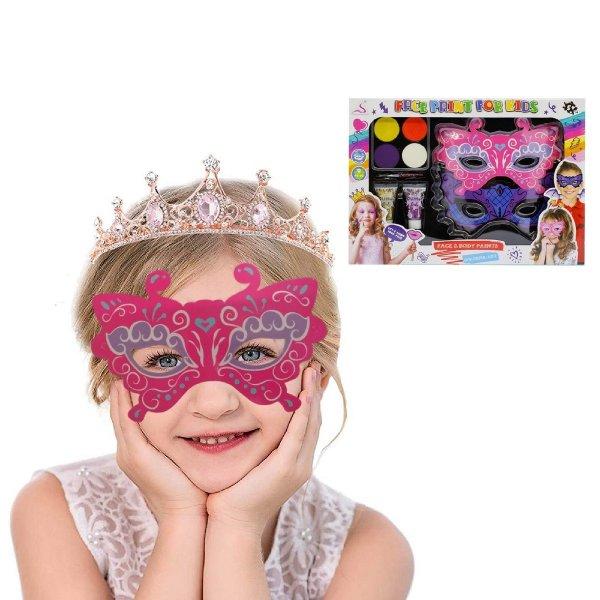 Jelmezbál szett gyermekeknek maszkokkal, glitterrel és arcfestékkel (BBJ)