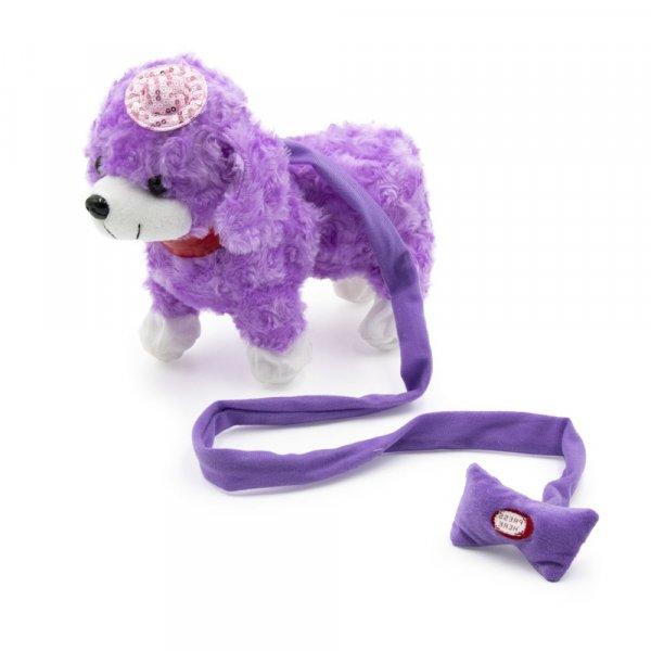 Sétáló, zenélő, ugató lila kutya - pórázzal vezethető kutyus (BBJ)