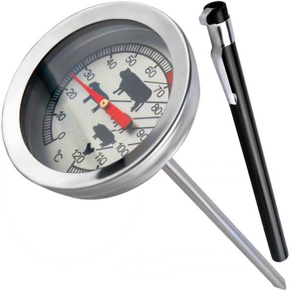 Higanymentes konyhai maghőmérő analóg kijelzővel - jelzi a különböző
húsok optimális sütési hőmérsékletét 0-120 °C-ig (BB-0465)