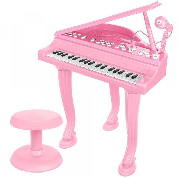 Pink játék zongora mikrofonnal és zongoraszékkel kis zongoristáknak - 60 cm
(BB-11405) (KF)