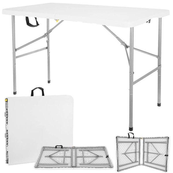Összehajtható fehér kerti asztal - 122 cm (BB-9996)