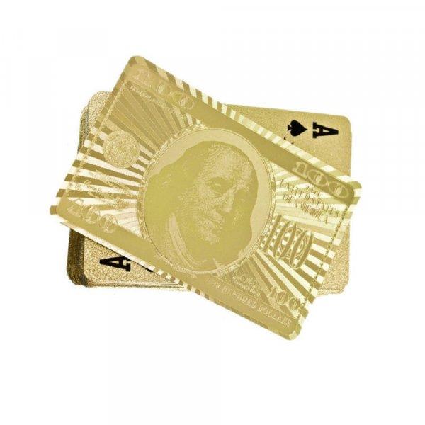 Arany színű franciakártya pakli 100 dolláros bankjegy mintával (MO-3721)
(KF)