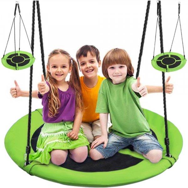 100 cm átmérőjű, időjárásálló fészekhinta gyerekeknek - fekete, zöld
(BB-10068)