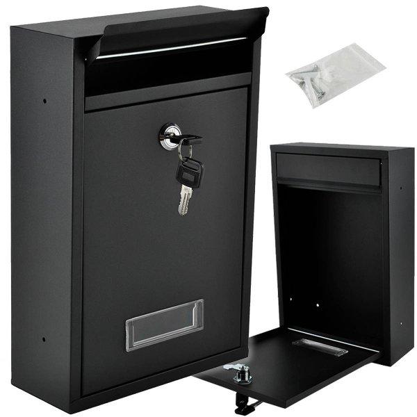 Biztonsági záras fém postaláda 2 kulccsal - fekete, 32 x 21,7 x 8,5 cm
(BB-6237)