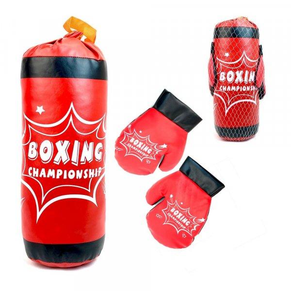 Felakasztható boxzsák boxkesztűvel gyerekeknek - piros - 50x21x21 cm (BBJ)