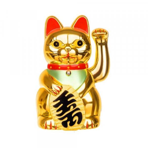 Arany színű, szerencsehozó, kínai integető macska - gazdagság hozó
mancsmozgató ikonikus figura (BB-3064) (BBE) (BBL)