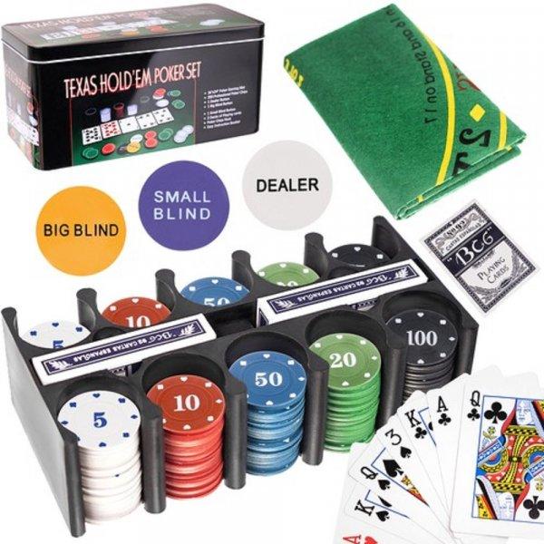 Teljes póker készlet 2 pakli kártyával, 200 zsetonnal, asztali szőnyeggel
(BB-0600)