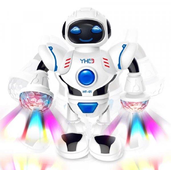 Táncoló, zenélő világító robot - karjában LED lámpákkal, forgó
fénysugarakkal HT-01 (BBJ)